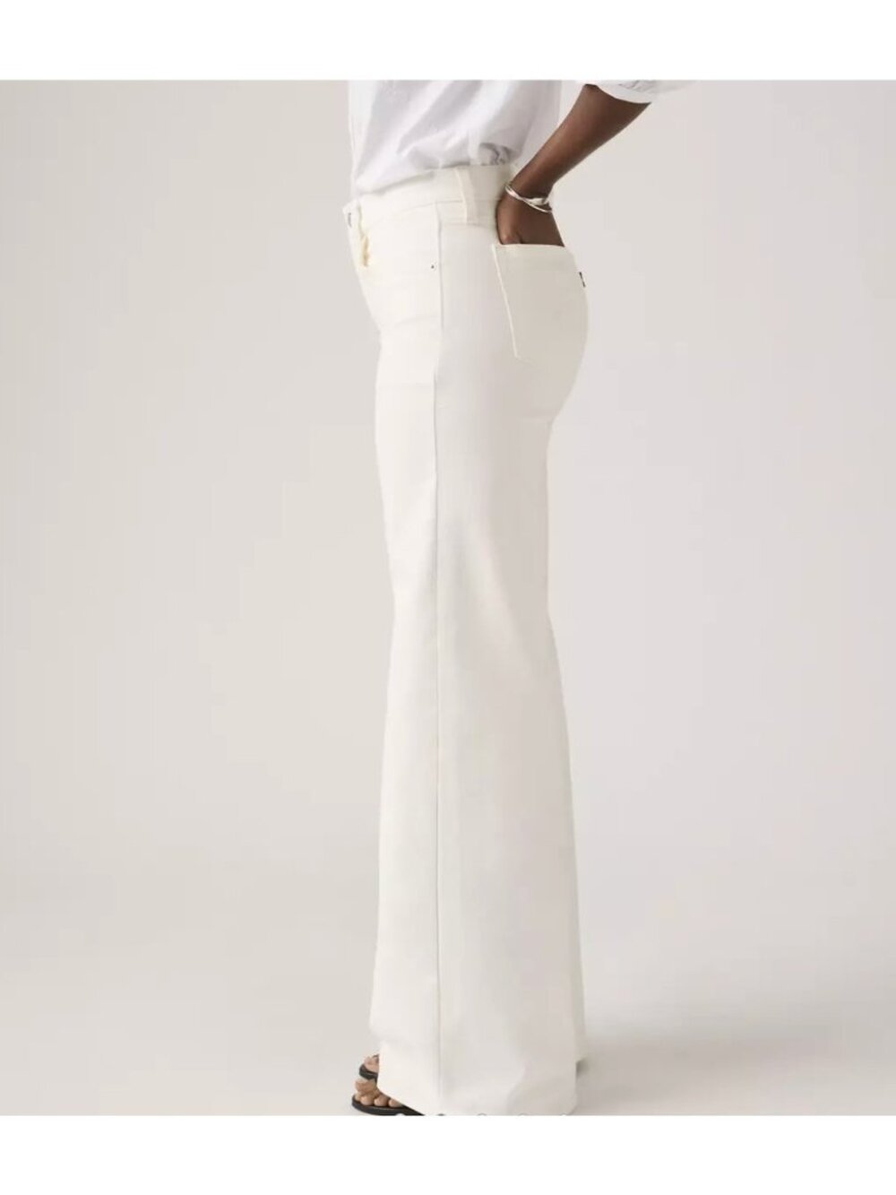 New Levi's 29x32 Premium 728 High-rise Wide-leg Women's Jeans Ecru Now White - Picture 2 of 6